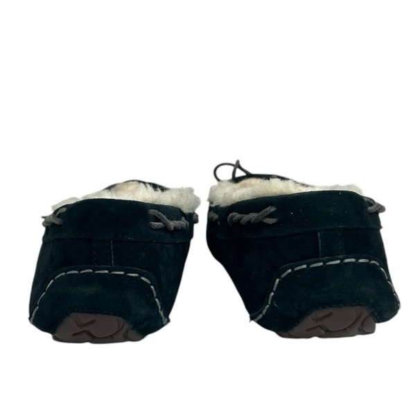 UGG Women SZ 9 TATE 10164 Black Suede Wool Lined Slip On Moccasin Slipper Shoe - Picture 5 of 12